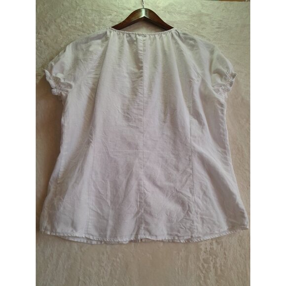 Womens Size Large Linen Pintucked Puff Sleeve Prairie Coquette Cottage Blouse - Picture 4 of 8